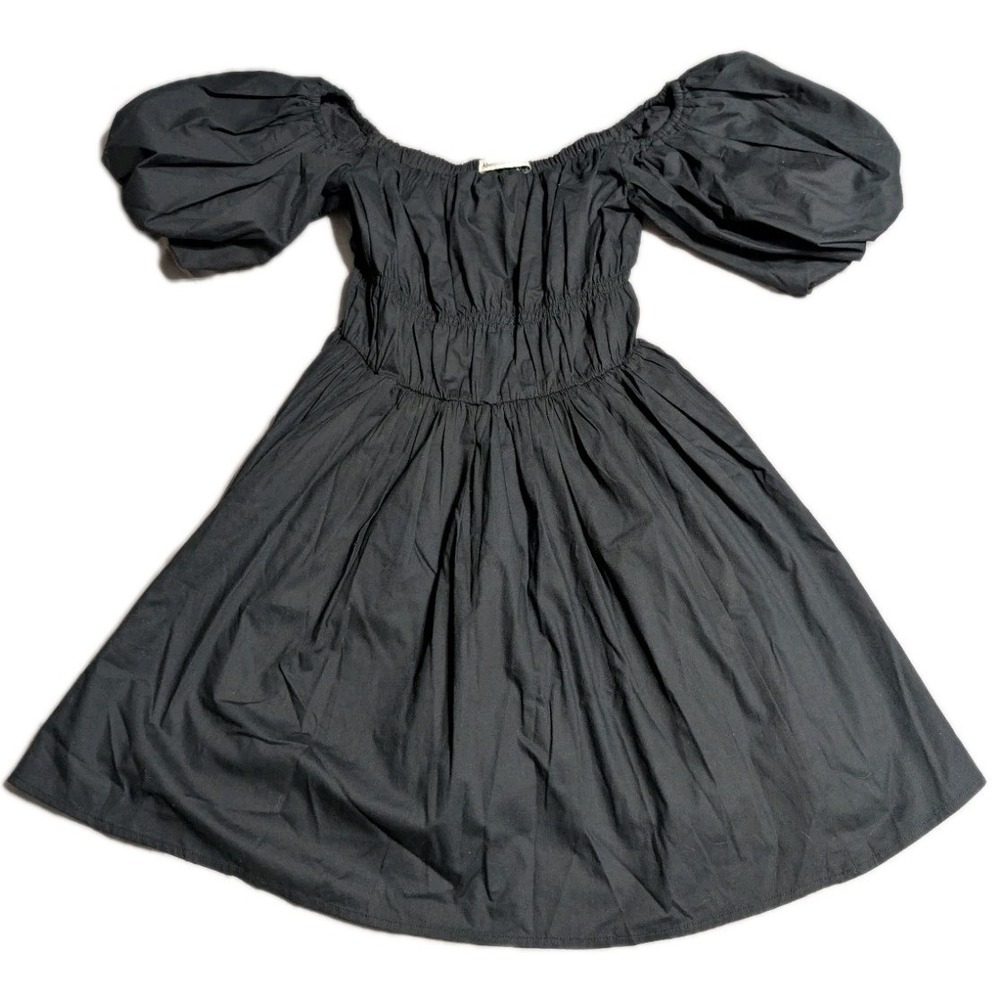Abercrombie Puff Sleeve Mini Dress Womens Small Black Off Shoulder‎ Cottagecore
